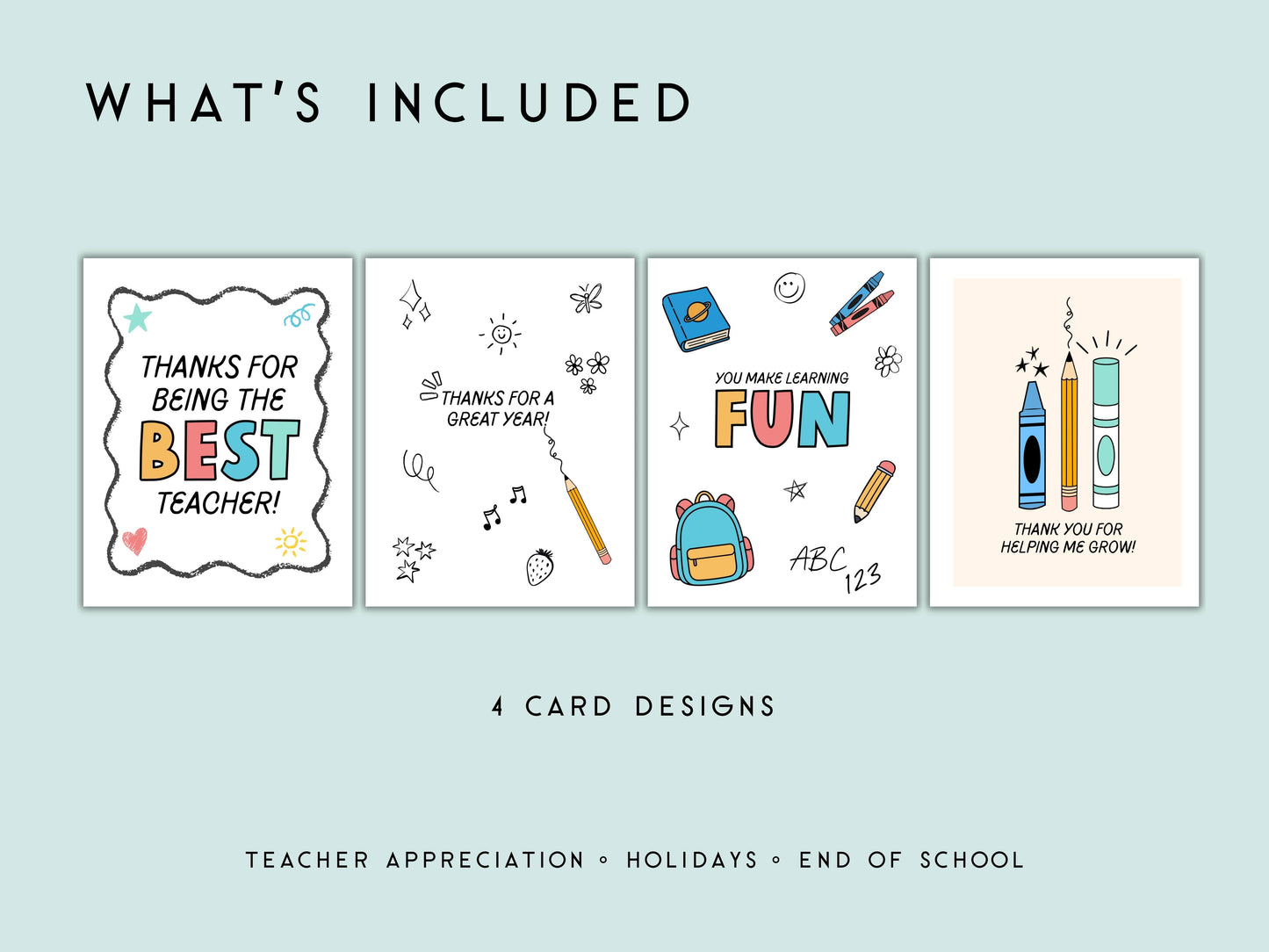 Teacher Appreciation Printable Card Bundle Simply Happy Paper
