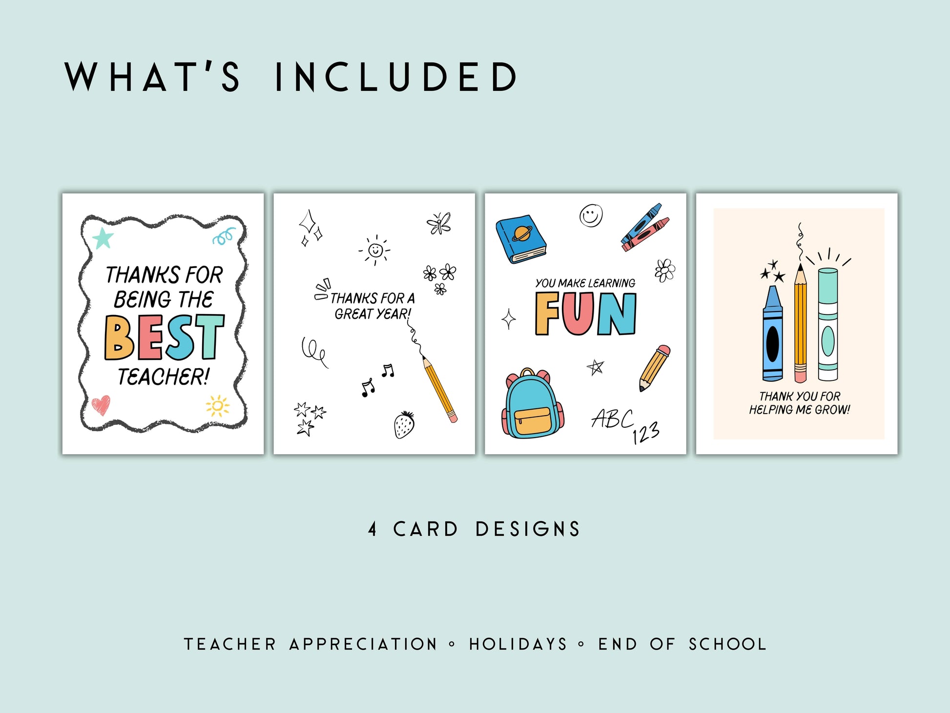 Teacher Appreciation Printable Card Bundle Simply Happy Paper