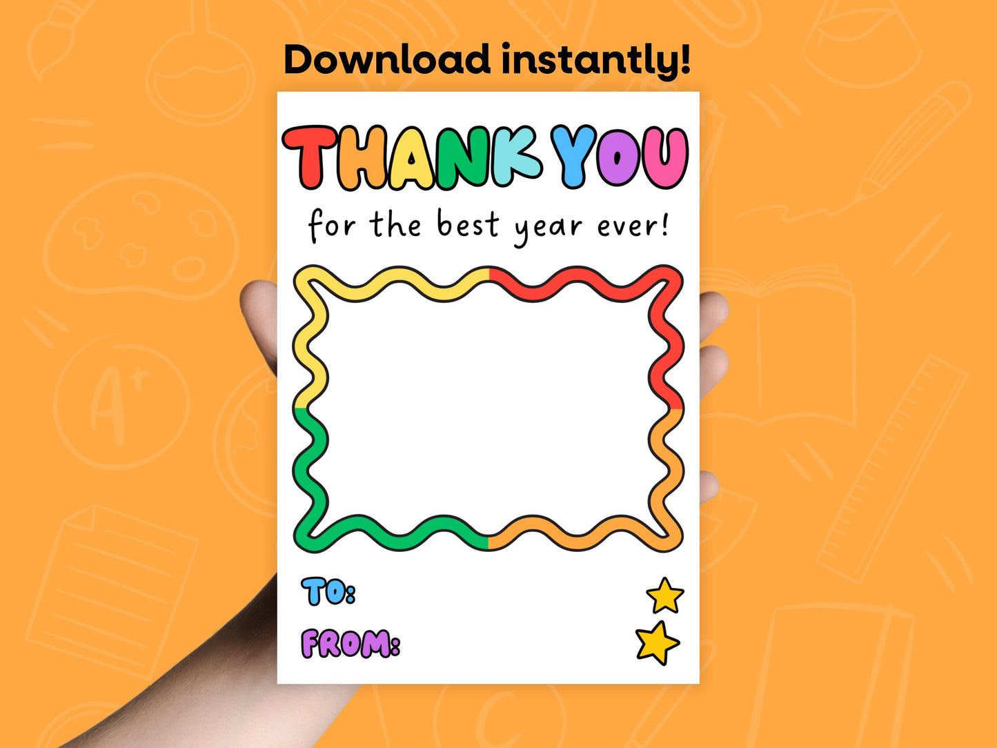 Teacher Gift Card Holder Printable – Thank You for the Best Year Ever (5x7) Simply Happy Paper