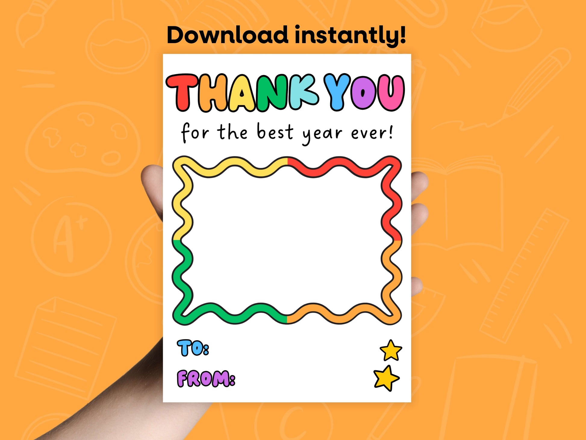 Teacher Gift Card Holder Printable – Thank You for the Best Year Ever (5x7) Simply Happy Paper