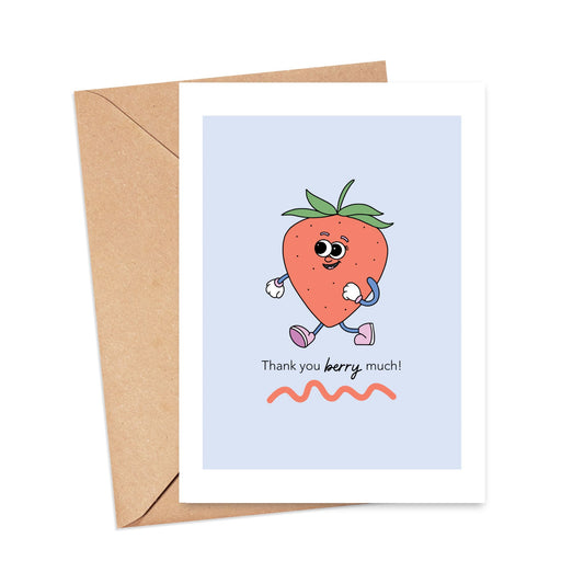 Thank You Berry Much Strawberry Cartoon Card Simply Happy Cards