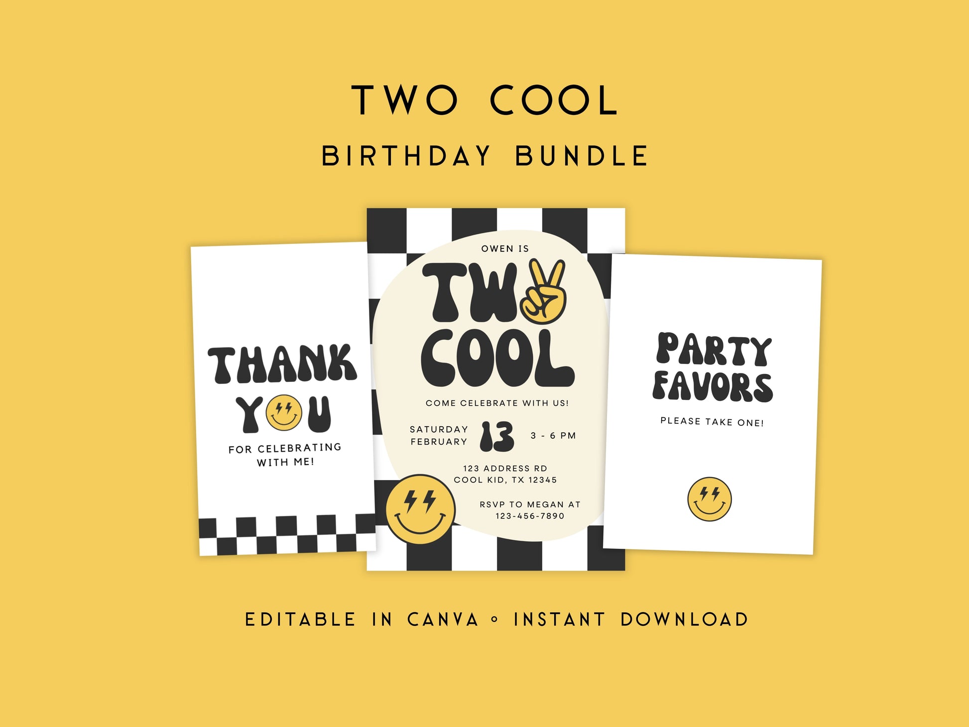 Two Cool Smiley Face Birthday Party Bundle Simply Happy Paper