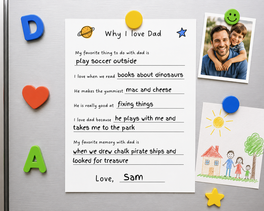 Why I Love Dad Printable Keepsake Worksheet Simply Happy Paper