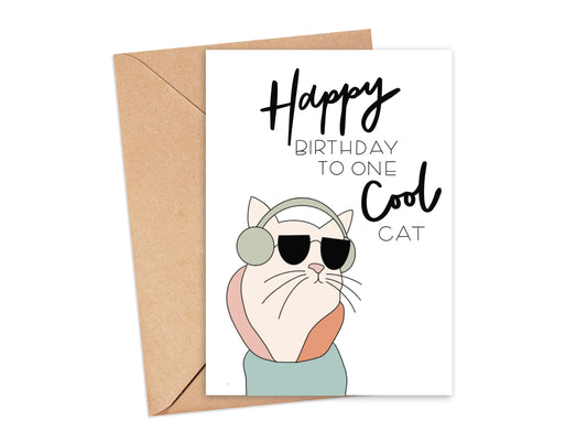 Happy Birthday to One Cool Cat Card Simply Happy Cards